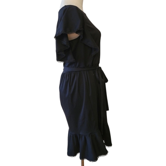 Ann Taylor Black Cotton Ruffle Dress Size Medium - Picture 4 of 6